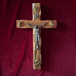 Catholic genuine olive wood cross hand crafted in the Holy Land